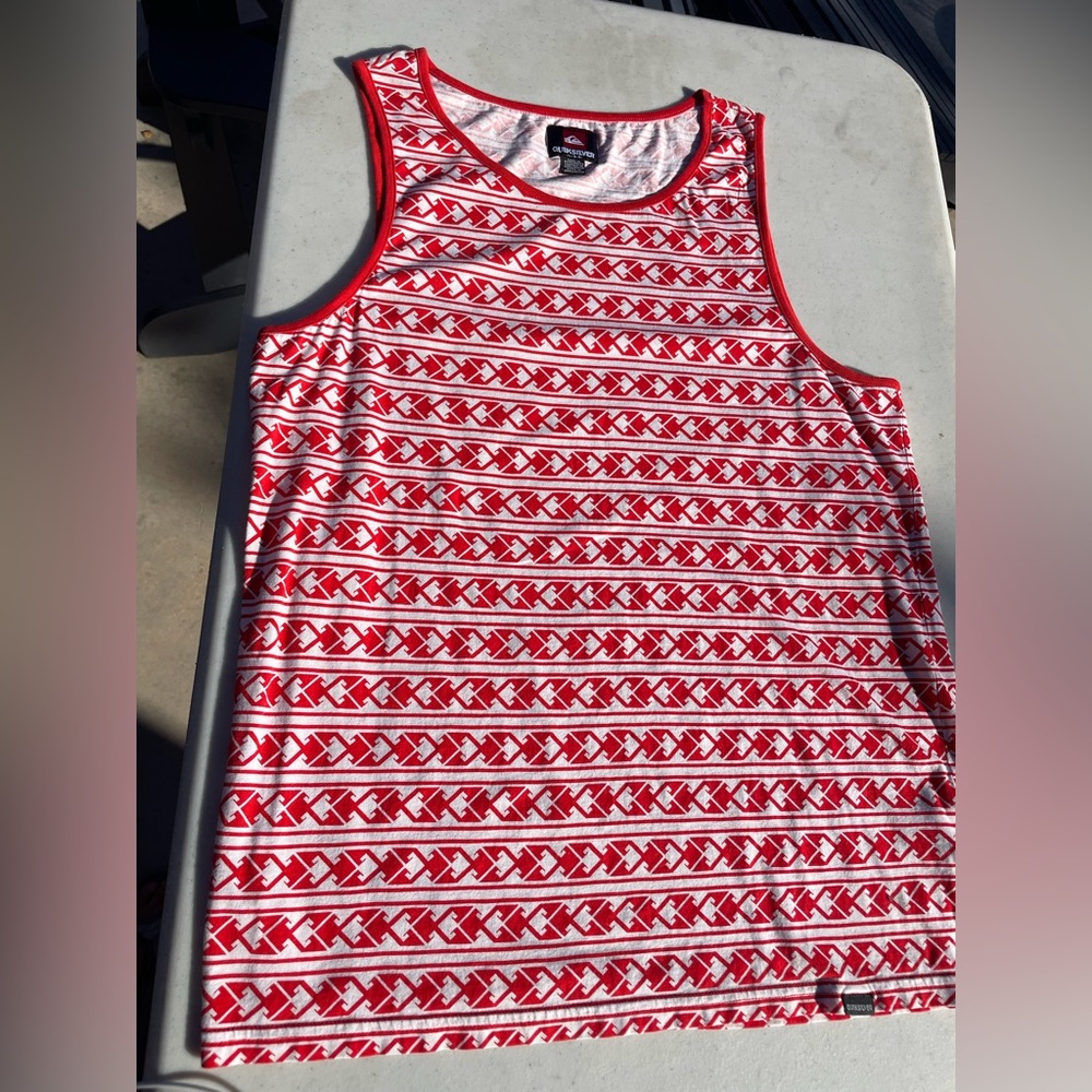 Quiksilver Orange and Cream Geometric Tank - Sz L